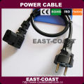 Heavy duty european power cable with angle plug